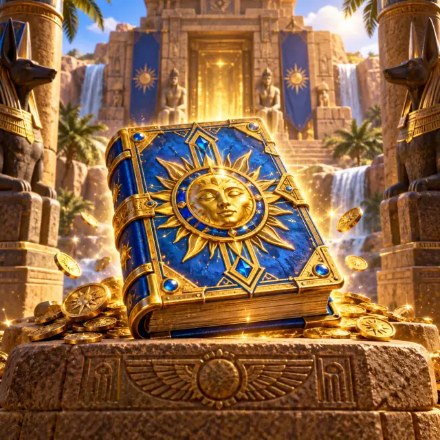 Blauwe fantasieboek spelillustratie